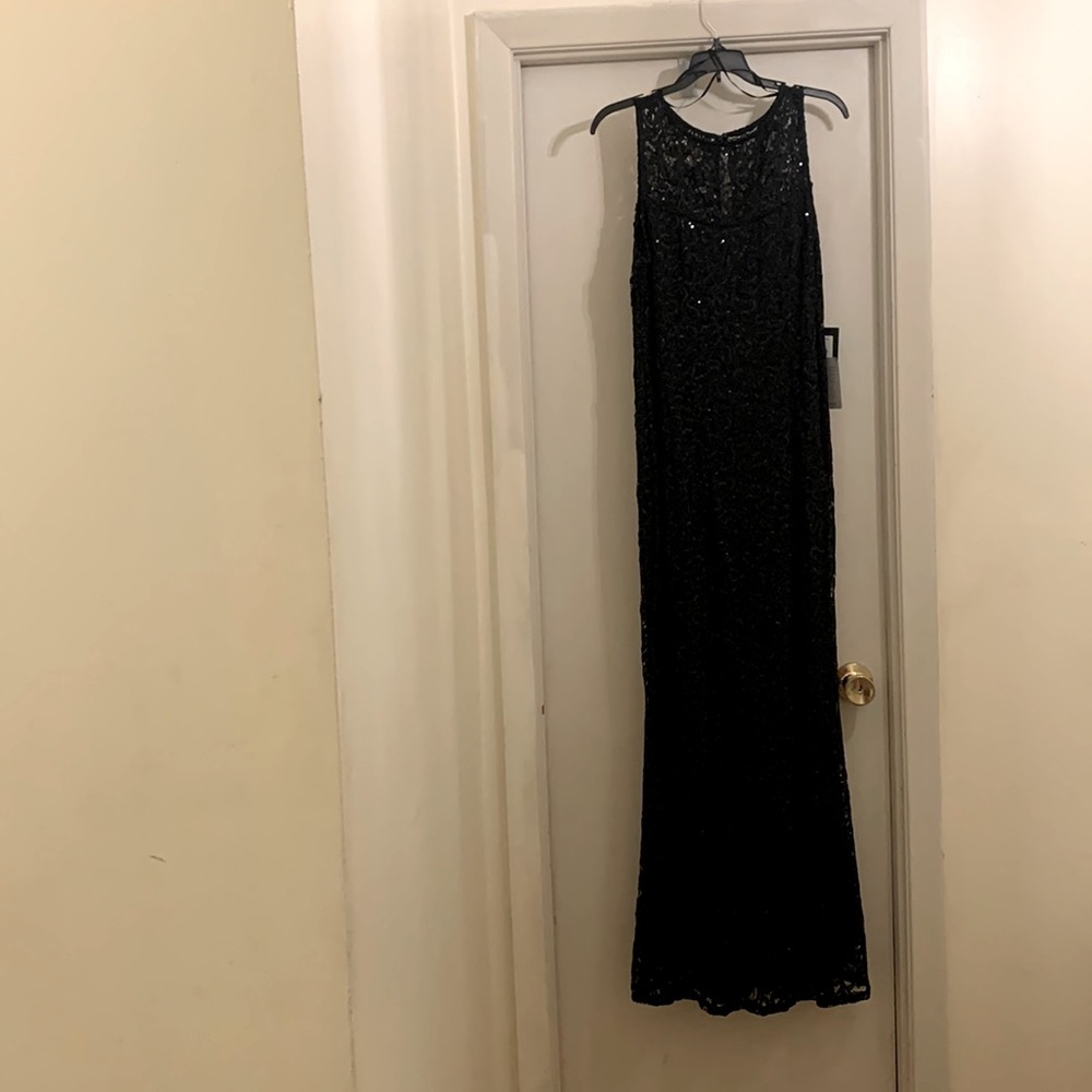 MARINA. Sleeveless Black Gown with sequins. Purchased for a black tie event.